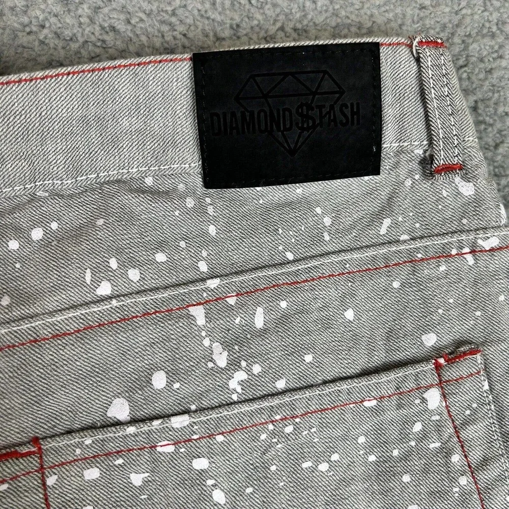 Diamond‎ Stash Shorts Mens Size 36 Gray & White Paint Splatter Chicago Bulls